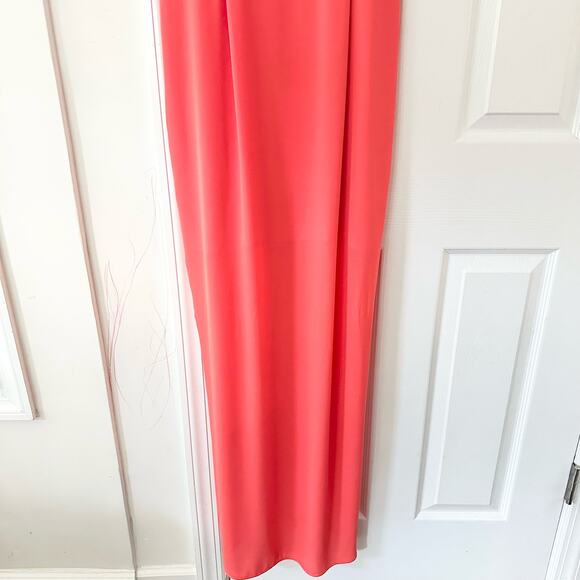 BCBGMaxAzria Jesse Ambrosia Coral Strapless Chiffon Tulip Full Length Dress 8 - Picture 9 of 13